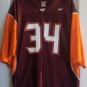 Virginia Tech Nike Burgundy and Orange Sports Jersey